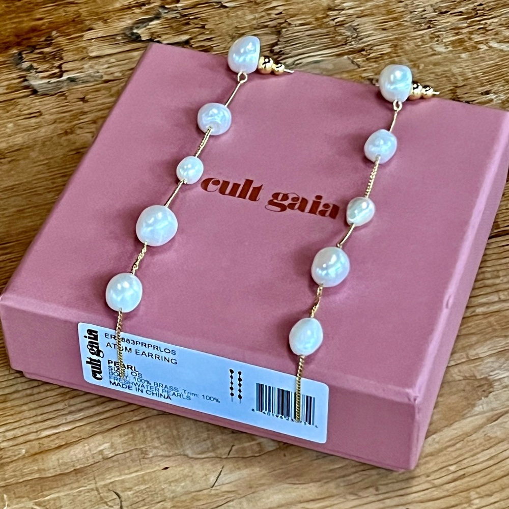 🌺🎉HP🎉🌺 NWT Cult Gaia Atum Freshwater Pearl Earrings - Picture 16 of 16
